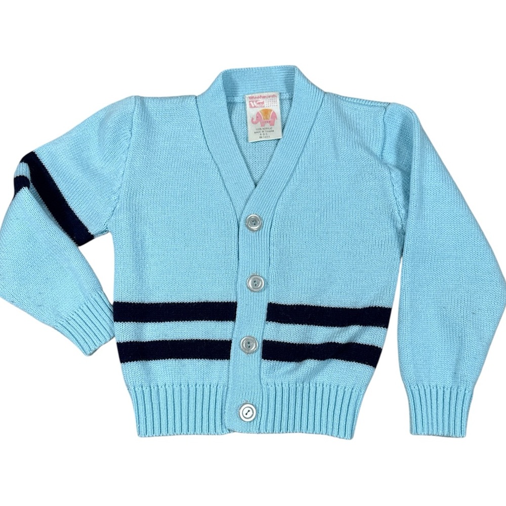 Vtg Toddler 3T Woolworth Cardigan Sweater Light Blue
